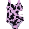 2022 fashion pink milk cow print one-piece girl bikini swimwear bikini swimsuit drop shipping