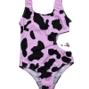 2025 fashion pink milk cow print one-piece girl bikini swimwear bikini swimsuit drop shipping