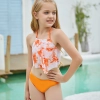2025 solid green bow two-piece girl  swimwear teen bikini swimsuit free shipping