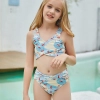 2025 new small fish print two-piece girl  swimwear teen bikini swimsuit free shipping wholesale