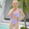 2022 fashon purple color ruffles hem teen girl bikini swimsuit chidren swimwear free shipping wholesale