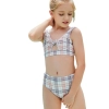 2025 high quality  checkered bow two-piece swimwear teen girl bikini swimsuit cheap