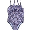 2022 high quality wild chrysanthemum  print one-piece little girl swimwear teen  bikini swimsuit cheap Color Color 1