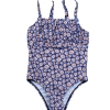 2025 high quality wild chrysanthemum  print one-piece little girl swimwear teen  bikini swimsuit cheap Color Color 1