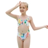 2022 hot sales paint  print one-piece little girl swimwear teen halter bikini swimsuit