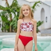 2022 fashion red flowers print girl two-piece swimwear teen swimming wear