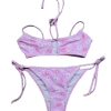 2025 fashion rose flowers print girl bikni two-piece swimwear teen swimming wear
