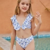 2022 fashion Violets flowers print girl tankini two-piece swimwear teen swimming wear Color Color 1