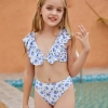 2025 fashion Violets flowers print girl tankini two-piece swimwear teen swimming wear Color Color 1