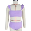 2025 fashion Violets textured teen girl solid color two-piece swimwear tankini