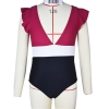 2022 fashion three color patchwork teen girl solid color one-piece swimwear bikini Color Color 1