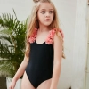 2022 fashion cloth flower shoulder strap one-piece swimwear bikini teen girl swimwear