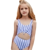 2025 fashion white blue wide stripe print tankini for teen girl swimwear teen girl swimwear