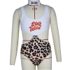 2025 America popular "stay wild" letter leopard skin teen girl swimwear teen swimwear