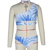 2025 America design blue leavese teen girl swimwear tankini swiming swimwear