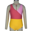 2022 Europe rose yellow patchwork one-piece girl swimwear tankini swiming wear Color Color 1