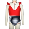 Europe America Babe red top white black strpes short swimwear teen girl swimwear Color Color 1