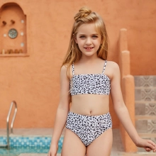 Europe America Leopard print dual shoulder two-piece swimwear teen girl swimwear