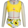 2025 summer Europe one shoulder strap sunflowers two-piece swimwear teen girl swimwear 9-12 years old Color Color 3