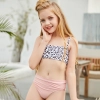 2025 summer Europe dual shoulder strap Leopard print two-piece swimwear teen girl swimwear 9-12 years old