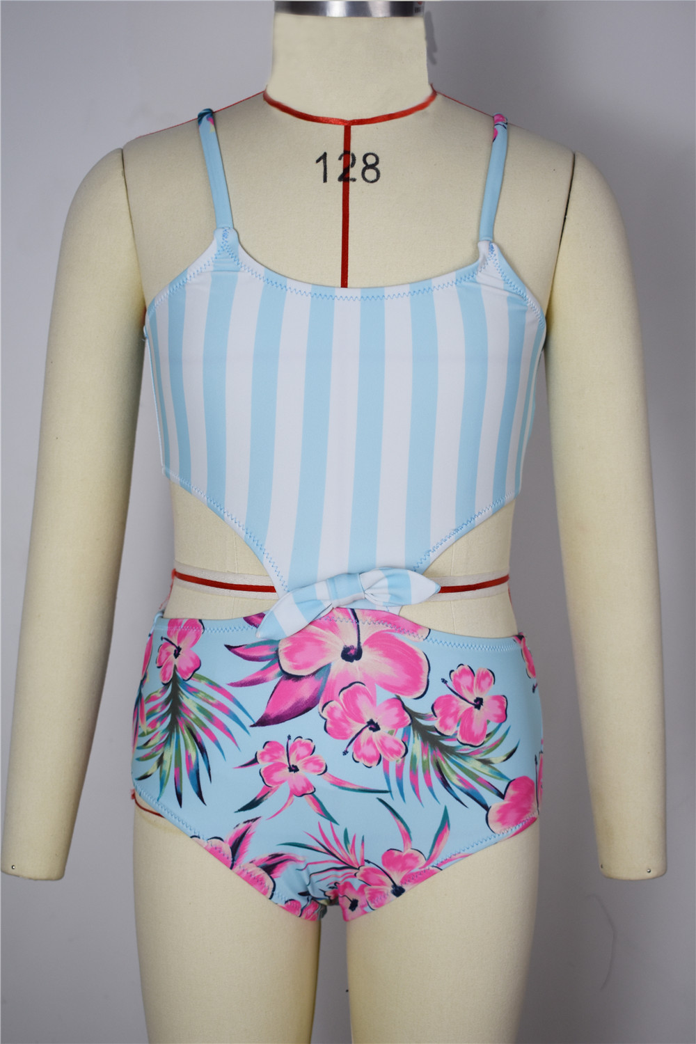 2022 summer stripes flower children girl swimwear teen girl swimwear
