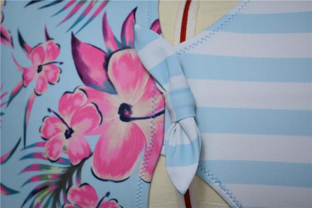 2022 summer stripes flower children girl swimwear teen girl swimwear