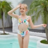 2022 floral print teen girl student swimwear two piece swimsuit bikini Color Color 2