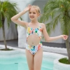 2025 floral print teen girl student swimwear two piece swimsuit bikini
