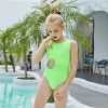 specil design green top orange one-piece girl swimwear swimming suit Color Color 4