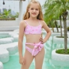 specil design green top orange one-piece girl swimwear swimming suit Color Color 2