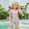 blue flowers print children swimwear girl swimsuit bikini paypal supported