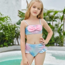 watermelon color Mermaid girl bikini swimsuit swimwear