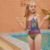watermelon color Mermaid girl bikini swimsuit swimwear