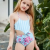 Europe light green white teen girl swimwear swimming suit