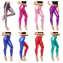 America Europe high quality candy bright pu leather leggings women tights