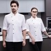 summer thin denim style restaurant long sleeve chef jacket work uniform Color White