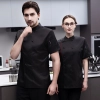 summer double breasted women men chef jacket Color Black
