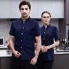 gray short sleeve restaurant cooking uniform chef jacket