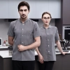 gray short sleeve restaurant cooking uniform chef jacket Color Gray