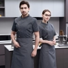 summer thin denim style restaurant chef jacket work uniform Color Gray