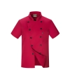 short sleeve black chef jacket restaurant staff uniform Color Red