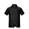 short sleeve black chef jacket restaurant staff uniform Color Black