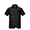 short sleeve black chef jacket restaurant staff uniform