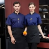 Eruope short sleeve summer food service chef jacket restaurant bakery uniform Color Navy Blue