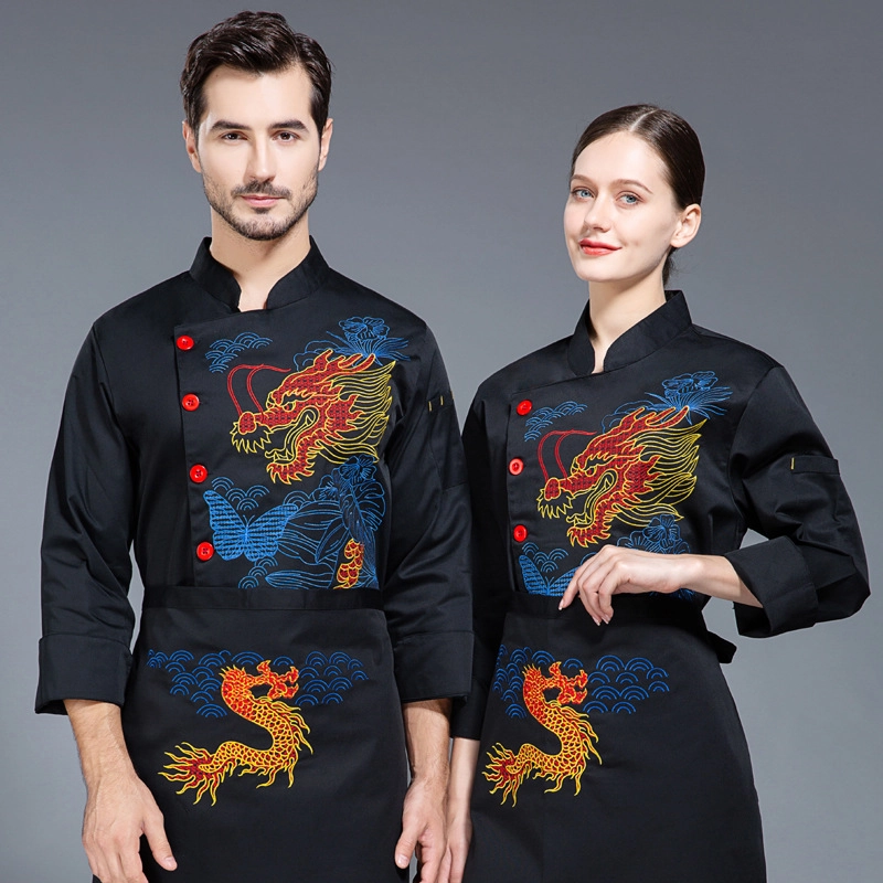 China style dragon restaurant chef jacket working wear chef coat