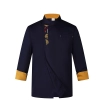 China style embroidery restaurant chef jacket working wear bakery coat Color Navy Blue