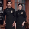 Eruope restaurant  bar chef jacket bake working wear bakery coat with apron Color Black