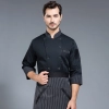 long sleeve chef school uniform stripes collar chef jacket restaurant chef coat Color Black