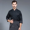 long sleeve chef school uniform stripes collar chef jacket restaurant chef coat