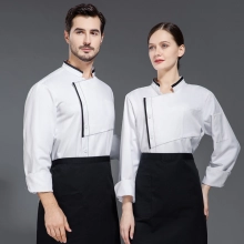 long sleeve contrast him uniform chef jacket kitchen restaurant chef coat